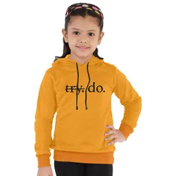 Funkrafts Full Sleeves Try Do Printed Hooded Sweatshirt - Mustard-picture-26