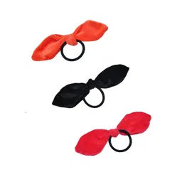 FUNKRAFTS Girls Black & Peach-Coloured Set of 3 Ponytail Holders-picture-20