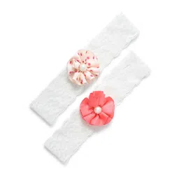 FUNKRAFTS Girls Set of 2 White & Peach-Coloured Embellished Hairband-picture-24