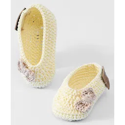 Funkrafts Handmade Crochet Designed Bow Applique Detailed Booties - Off White-picture-12