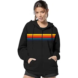 funky monkey Womens Full Sleeves Zipper Stripe Hoodie-picture-12