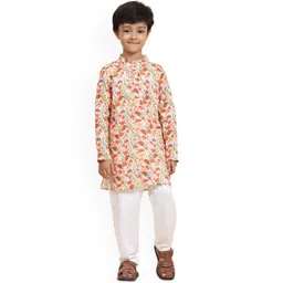 Funny Bones Clothings Boys Ethnic Motifs Printed Regular Linen Kurta with Pyjamas-picture-20