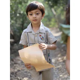 funny bones clothings Funny Bones Infant Embroidered Linen Shirt With Trouser-picture-29