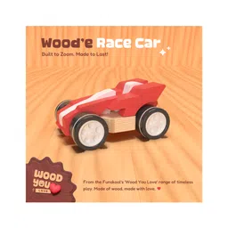 Funskool Wood e Race Car Premium Wooden Toy Car Safe & Eco Friendly Improve Motor Skills & Coordination Stimulate Senses - White & Red-picture-13