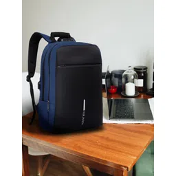 FUR JADEN Unisex Navy Blue & Black Colourblocked Backpack-picture-29