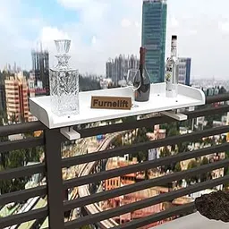 Furnelift Wooden Railing Table for Balcony - Engineered Wood Balcony Furniture - Hanging Bar Table, Balcony Table, Garden Bar Counter Stand - Outdoor Furniture-picture-19