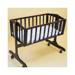 Furnifest Baby Wooden Cradle & Crib with Mosquito Net and Wheels, Ideal for Newborns up to 12 Months - Dark Brown-picture-13