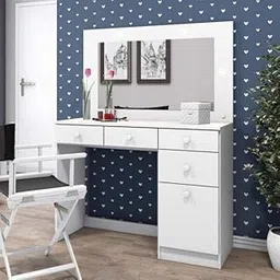 Furnilife Engineered Wood Led Dressing Table With Mirror 1 Door 4 Drawers For Bedroom -White Color(Wxhxd): 110X145.5X41.5Cm, Suitable For Bedroom, Laundry Room, Closet, Etc.-picture-11