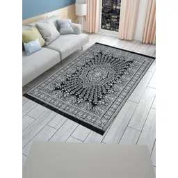 Furnishing Hut Black Floral Anti-Skid Cotton Carpet-picture-17