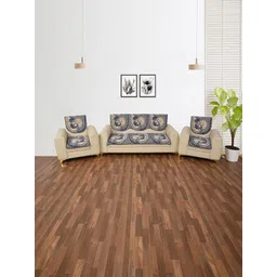 Furnishing Hut Blue & Blue Printed Chenille Sofa Cover-picture-37