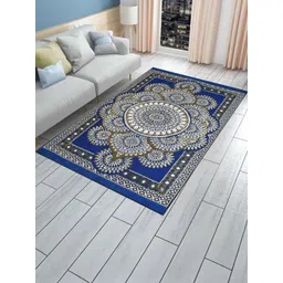 Furnishing Hut Blue Floral Anti-Skid Cotton Carpet-picture-12