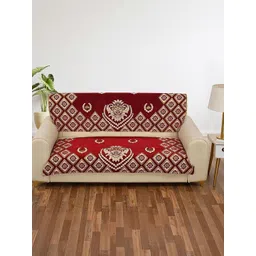 Furnishing Hut Maroon & Maroon Chenille 2 Piece Sofa Cover-picture-32