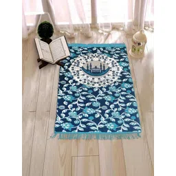 Furnishing Hut Turquoise Blue & Navy Blue Floral Printed Floor Mat-picture-24