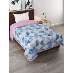 FURNOFY Blue Checked Woollen 150 GSM Single Bed Blankets-picture-12
