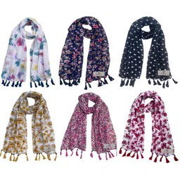 fusfus Printed Chiffon Women Multicolor Stole, Fancy Scarf-picture-37