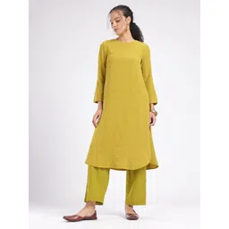 fusion by glitchez Dobby Textured Kurta with Trousers-picture-12
