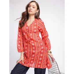 fusion by glitchez Geometric Printed Cut Out Detail A-Line Dress-picture-21