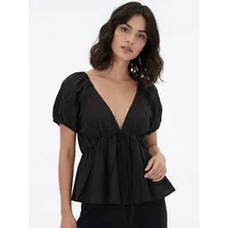 fusion by glitchez Puff Sleeve Peplum Top-picture-16