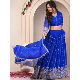 Futra Gabha Embroidered Sequinned Semi-Stitched Lehenga & Blouse With Dupatta-picture-27
