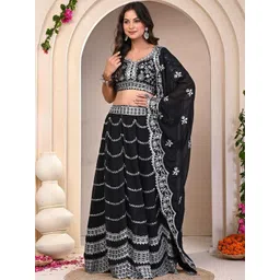 Futra Gabha Embroidered Thread Work Ready to Wear Lehenga & Blouse With Dupatta-picture-23