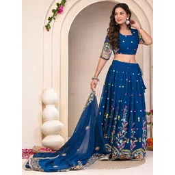 Futra Gabha Embroidered Thread Work Semi-Stitched Lehenga & Blouse With Dupatta-picture-17