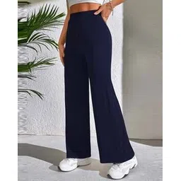 fyre rose Women Ribbed Relaxed Fit High-Rise Trousers-picture-34