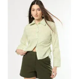 fyre rose Women Striped Slim Fit Gathered Shirt-picture-19