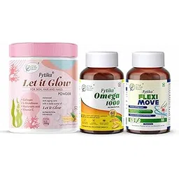 Fytika Let it Glow Pineapple, Collagen Powder-200G + Fytika Omega 1000 (Omega-3 Fatty acids)-60 Caps + Flexi Move| Glucosamine, Rosehip Powder extract-60 Tabs-picture-29