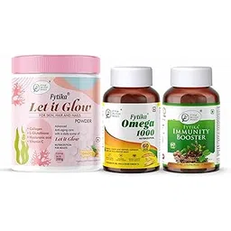 Fytika Let it Glow Pineapple, Collagen Powder-200G + Fytika Omega 1000 (Omega-3 Fatty acids)-60 Caps + Fytika Immunity Booster (Immune system support)-60 Tabs-picture-10
