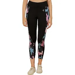 fytte Women's Dry Fit Side Patch Print Leggings – Athletic Yoga Tights for Exercise, Workout & Sports, Black with Green Ring-picture-56