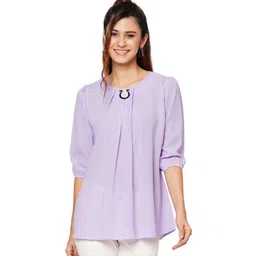 G0-4 IT Women Embellished Solid Front Pleats Puff Sleeve Top-picture-17
