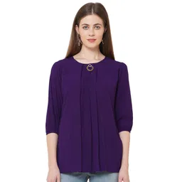 G0-4 IT Women Solid Pleated Puff Sleeve Regular Top-picture-14