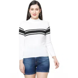 G0-4 IT Women Striped High Neck Slim Fit T-shirt-picture-31