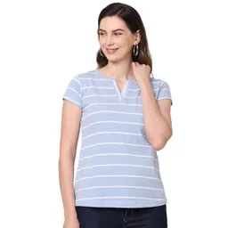 G0-4 IT Women Striped V-Neck T-shirt-picture-30