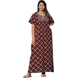 g4girl Pure Cotton Embroidery Nighty for Women's | Night Gown | Nighty | Nightdress | Maxi | Sleepwear | Jaipuri Nighty | Nighties | Gown-picture-38