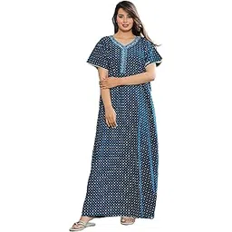 g4girl Pure Cotton Embroidery Nighty for Women's | Night Gown | Nighty | Nightdress | Maxi | Sleepwear | Jaipuri Nighty | Nighties | Gown-picture-37