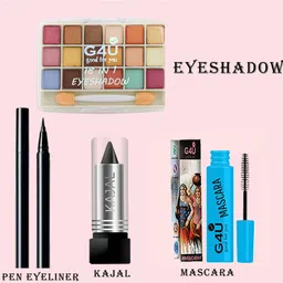 g4u All in One Makeup Kit Gift Set,High Quality Eyeshadow, Waterproof Black Eyeliner Pen,Foundation, 3 Lipsticks,Kajal,Lip Liner,Puff,Mascara, 2 nail Polish,Compact ,Perfect for Party makeup Casual makeup Wedding makeup With Makeup Box (Set Of 18Pcs) ST 54 image 2