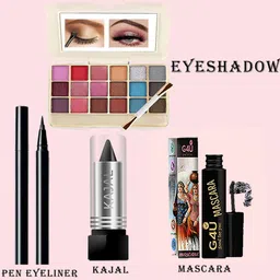 g4u All in One Makeup Kit Gift Set,High Quality Eyeshadow, Waterproof Black Eyeliner Pen,Foundation, 3 Lipsticks,Kajal,Lip Liner,Puff,Mascara, 2 nail Polish,Compact ,Perfect for Party makeup Casual makeup Wedding makeup With Makeup Box (Set Of 18Pcs) ST 93 image 2