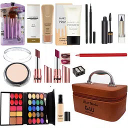 g4u All in One Makeup Kit Gift Set,High Quality Eyeshadow, Waterproof Black Eyeliner Pen,Foundation, 2 Lipsticks,Kajal,Lip Liner,5 Pcs. brush,Mascara, Concealer,Compact ,Primer,Sharpener Perfect for Party makeup Casual makeup Wedding makeup With Makeup Box (Set Of 18Pcs) ST 59-picture-13