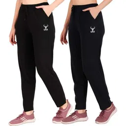 gaa Pack of 2 Women Solid Black, Dark Blue Track Pants-picture-21