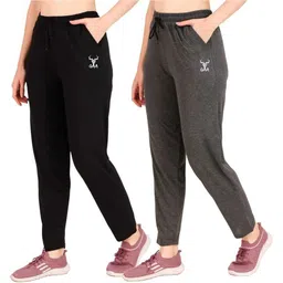 gaa Pack of 2 Women Solid Black, Grey Track Pants-picture-14