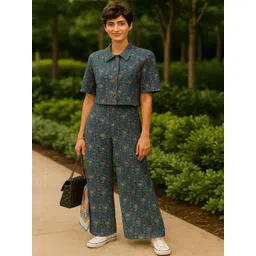 GAB Geometric Printed Spread Collar Pure Cotton Shirt With Trousers-picture-17