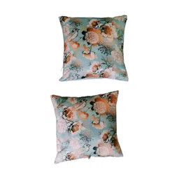 GAB Green & Orange 2 Pieces Floral Square Cushion Covers-picture-20