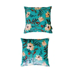 GAB Green & Orange 2 Pieces Floral Square Cushion Covers-picture-23