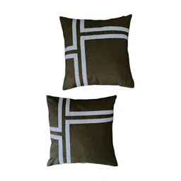 GAB Green & White 2 Pieces Geometric Square Cushion Covers-picture-37