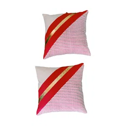 GAB Red & Gold-Toned 2 Pieces Geometric Square Cushion Covers-picture-39