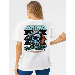 GAB Typography Printed Round Neck Drop-Shoulder Sleeves Oversized Pure Cotton T-shirt-picture-31