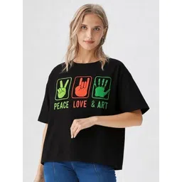 GAB Women Graphic Printed Round Neck Cotton Oversized T-shirt-picture-20