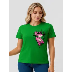 GAB Women Pink Panther Graphic Printed Round Neck Pure Cotton T-shirt-picture-15
