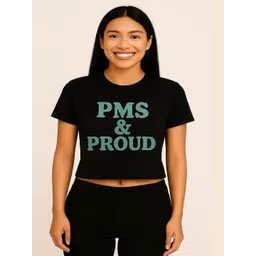 GAB Women Typography Printed Pure Cotton Crop T-shirt-image-41